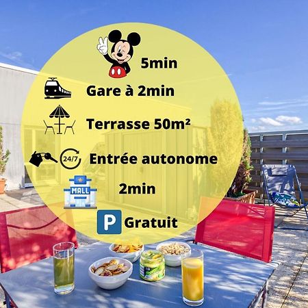 La terrasse Disney/Gare/Centre à 3min parking free Montévrain Esterno foto